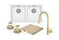 Sink Package 2 – Matte White Sink & Brushed Gold Mixer