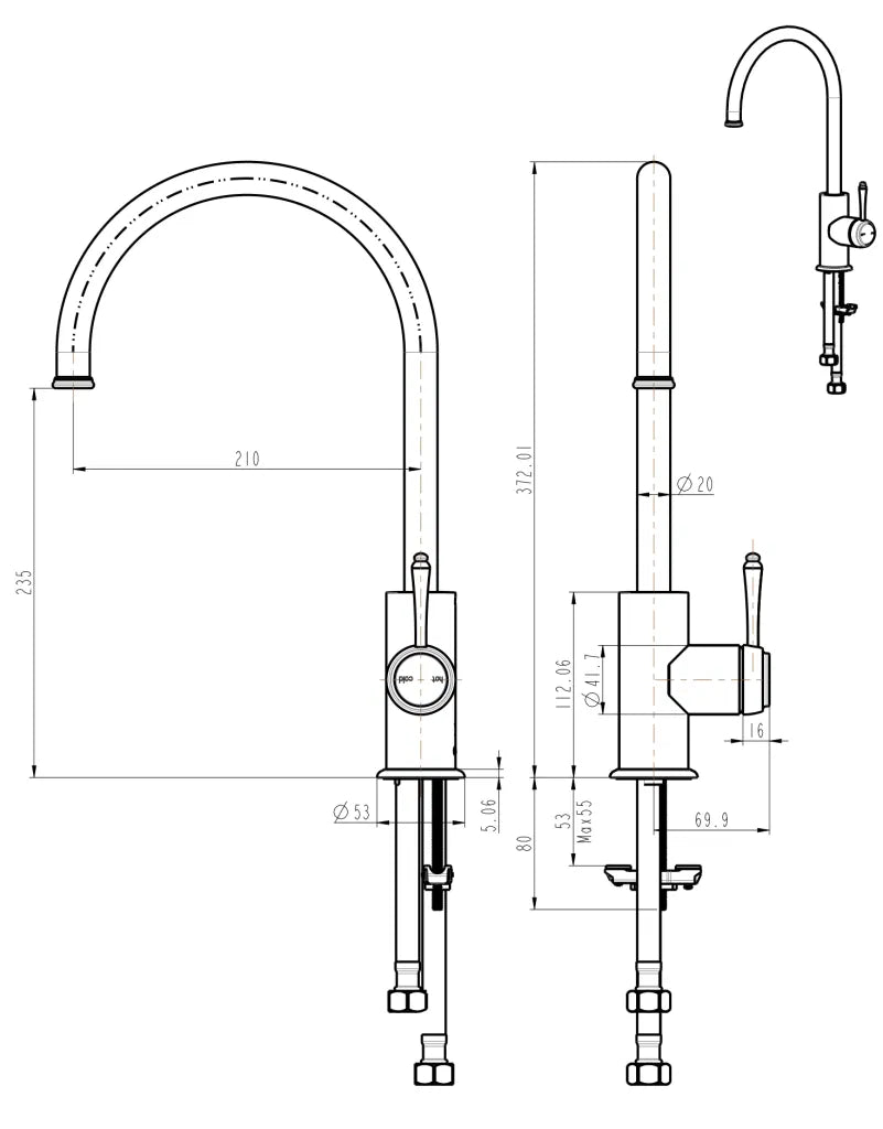 Mica Heritage Gooseneck Sink Mixer SM-4-DB