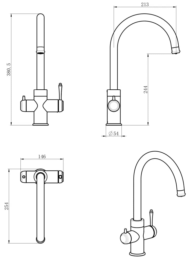 Mica Heritage 3-Way Filter Sink Mixer SM-4-FLT-DB