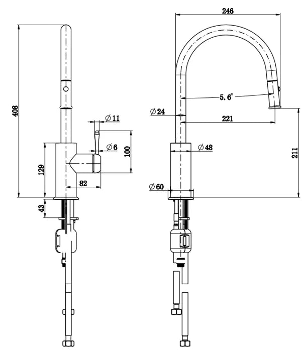 Mica Heritage Pull-Out Sink Mixer SM-4-PO-DB