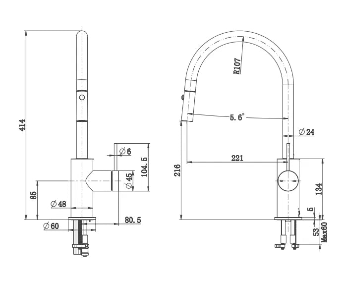 Mica Fluted Pull-Out Sink Mixer SM-6-PO-NR-DB